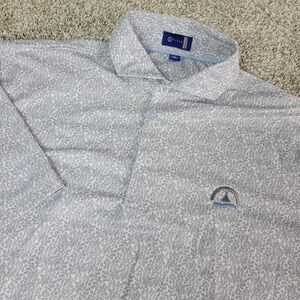 Stitch Mens Medium Gray All Over Floral Performance Stretch Polo Short Sleeve